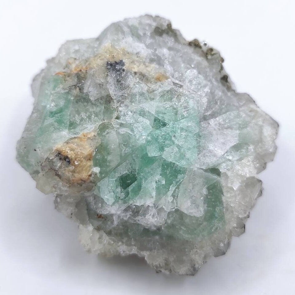 40g Green Fluorite and Quartz Crystal Specimen - Unique 2-sided Mineral Specimeb - Natural Green Fluorite Clusters Morocco with Quartz Point