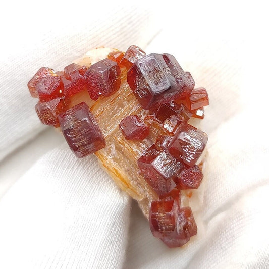 19g Vanadinite with White Barite Crystal Specimen Natural Vanadinite Morocco Raw Crystal Cluster Red Orange Vanadinite Rough Gem Crystal