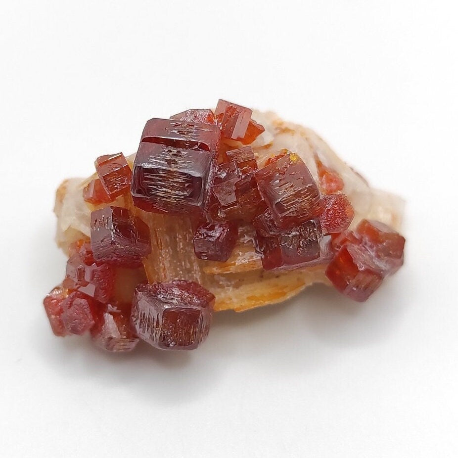 19g Vanadinite with White Barite Crystal Specimen Natural Vanadinite Morocco Raw Crystal Cluster Red Orange Vanadinite Rough Gem Crystal