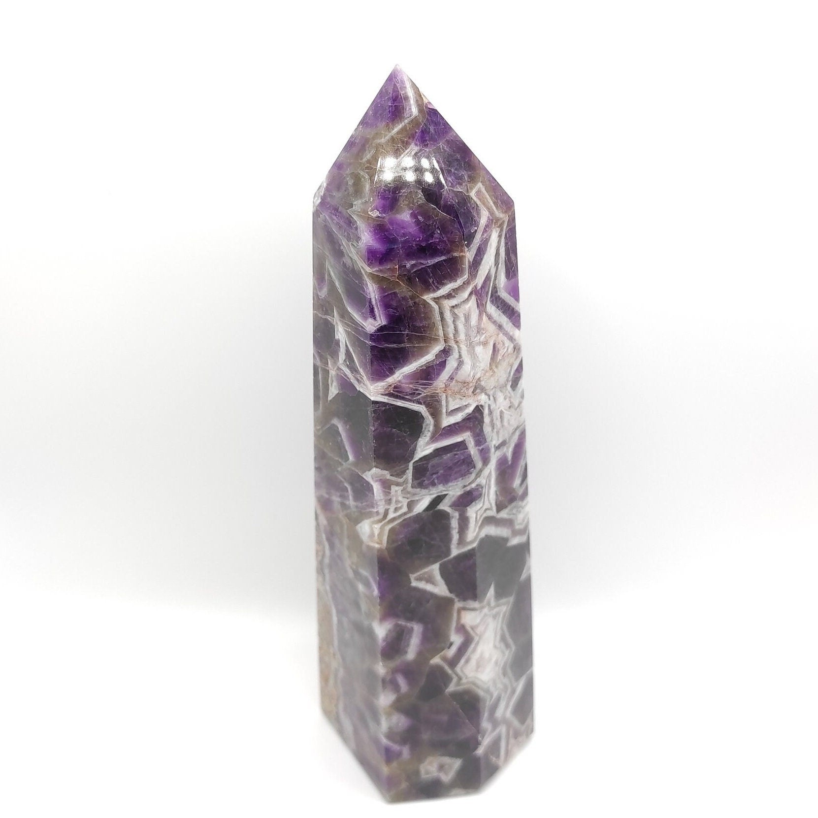 676g Chevron Amethyst Tower Natural Purple and White Amethyst Striped Amethyst Dream Amethyst Point Amethyst Crystal Point Large Crystals