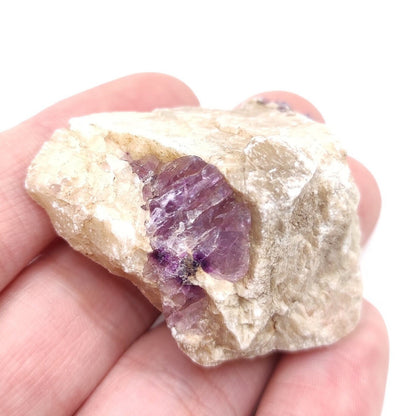 33g Purple Fluorite Crystal in Calcite Rough Purple Fluorite with White Calcite Gemstones Minerals Canadian Fluorite Rough Gemstones Crystal
