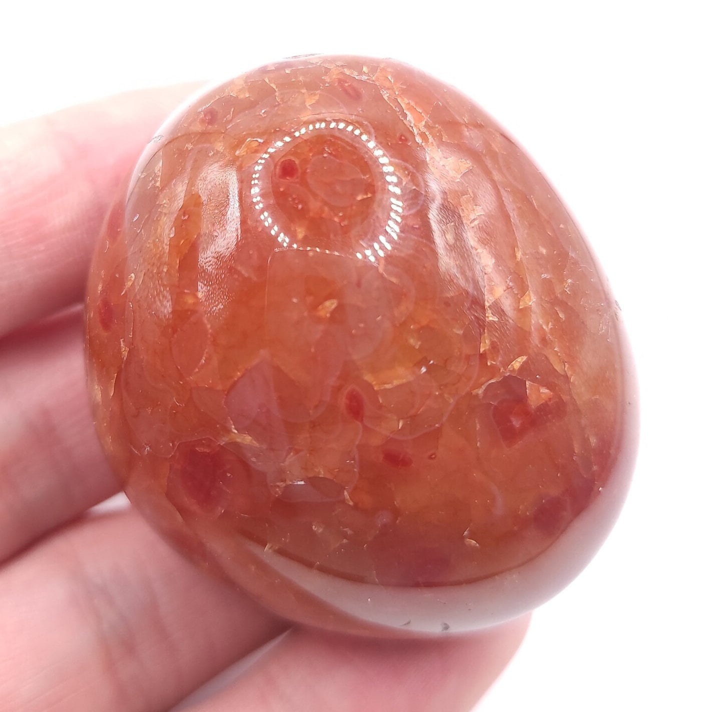 89g Carnelian Palmstone - Large Orange Carnelian Tumbled Stone - Natural Orange Banded Agate from Brazil - Polished Carnelian Crystal Stone
