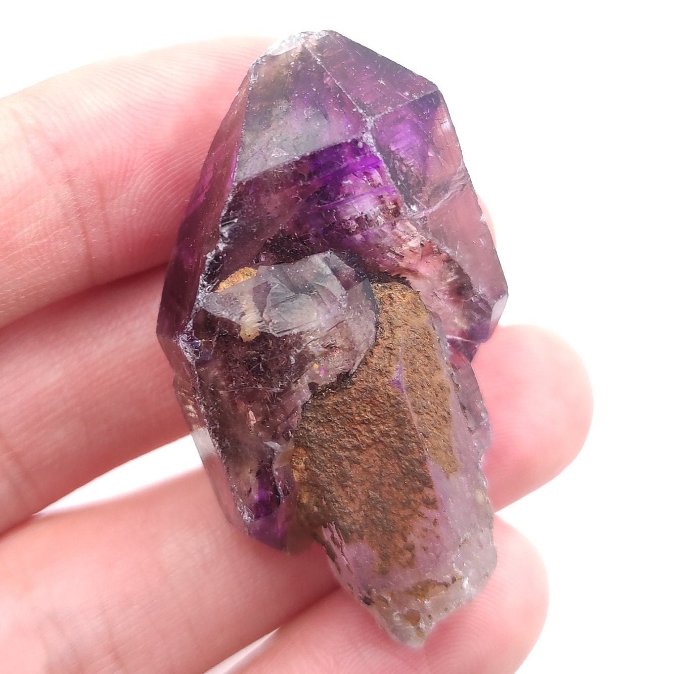 22g Natural Super Seven Amethyst Crystal - Rare Melodys Stone - Amethyst, Cacoxenite, Goethit, Lepidocrocite, Rutile, Smoky Quartz
