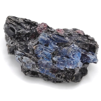 11.46g Kyanite in Gneiss with Almadine Garnet - Khit Ostrov, Northern Karelia, Russia - Thumbnail Mineral Specimen - Blue Kyanite Crystal