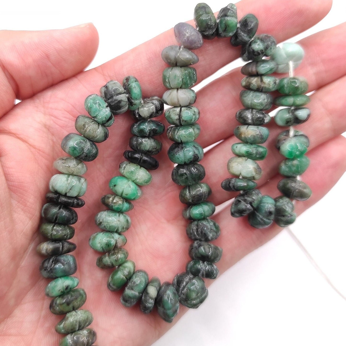 292ct / 12 Inch - 10mm Emerald Bead Strand - Natural Emerald Beads - Round Gemstone Beads - Bead Strand - Gem Beads - Drilled Gems