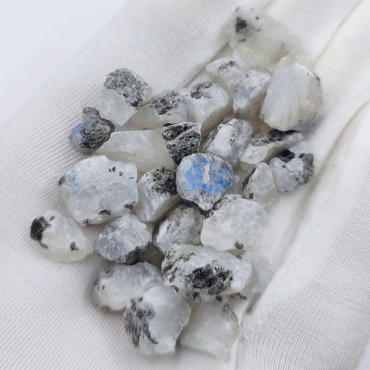 126ct Blue Moonstone Pieces - Mini Moonstone Crystals from India - Raw Blue Moonstone Gemstones - Rough Moonstone Crystal Gravel