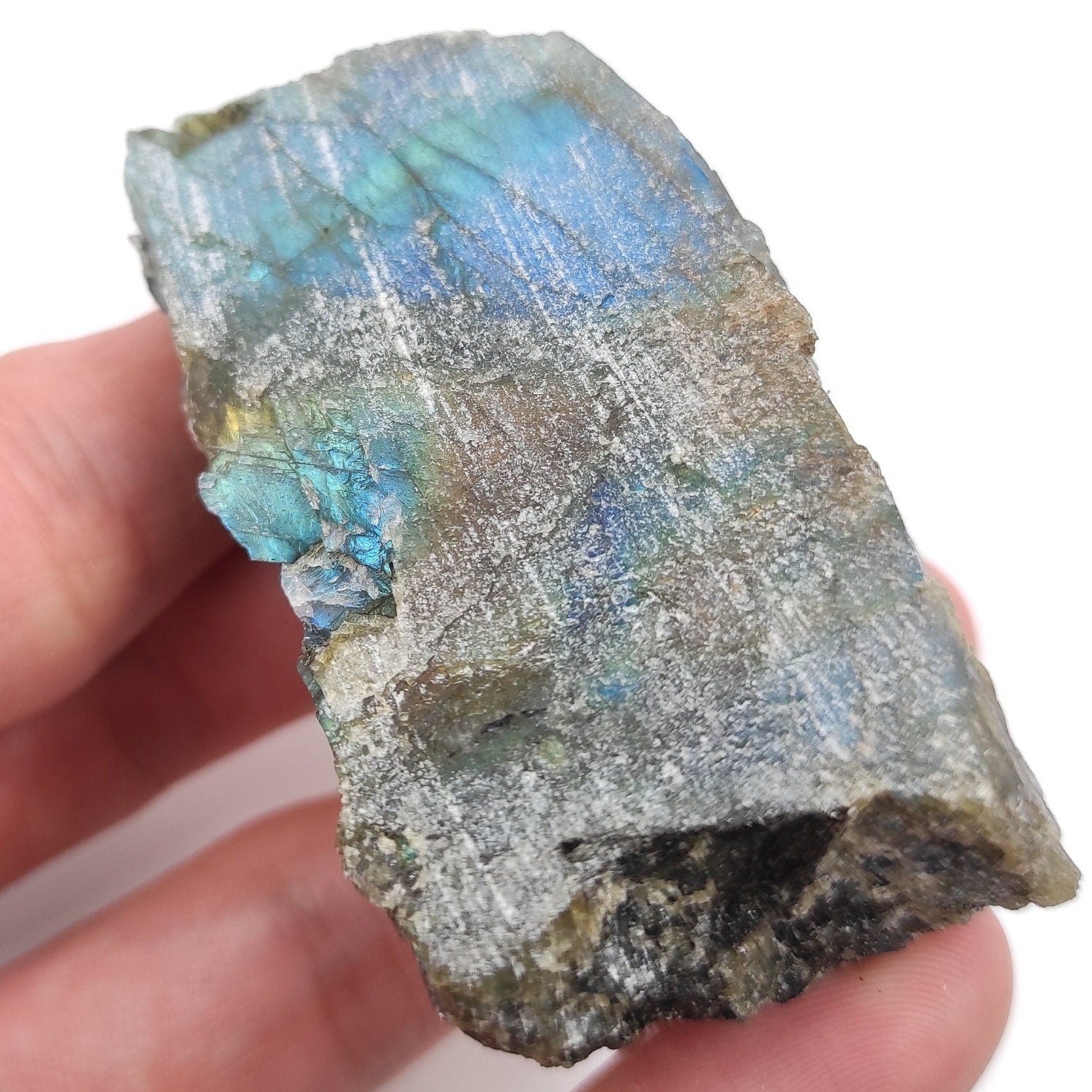 103g Labradorite Crystal - Flashy Blue Labradorite - Rough Labradorite Stone from Madagascar - Natural Labradorite - Raw Crystals