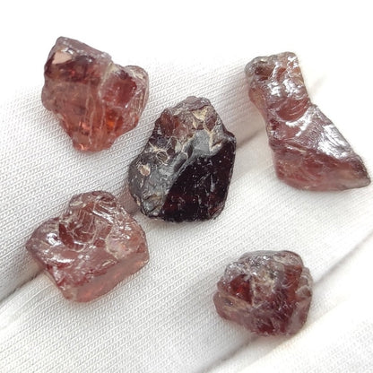 33ct (5pcs) Orange Zircon - Facet Grade Zircon - Tanzania - Facet Rough Gemstones - Raw Zircon Gems - Rough Zircon Crystals