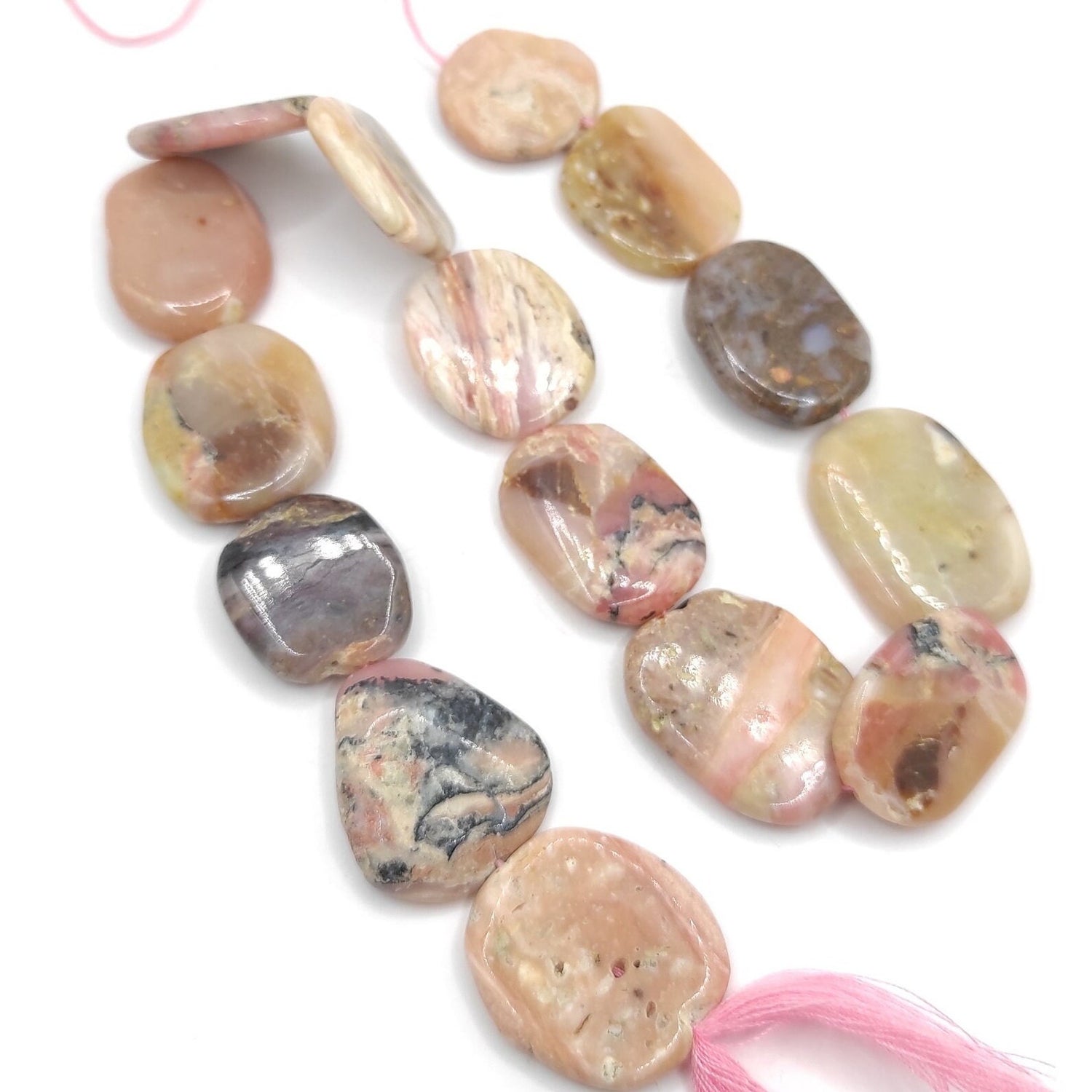 235ct / 12 Inch - Pink Opal Bead Strand - Natural Pink Opal Beads - Oval Gemstone Beads - Bead Strand - Gem Beads - Drilled Gems