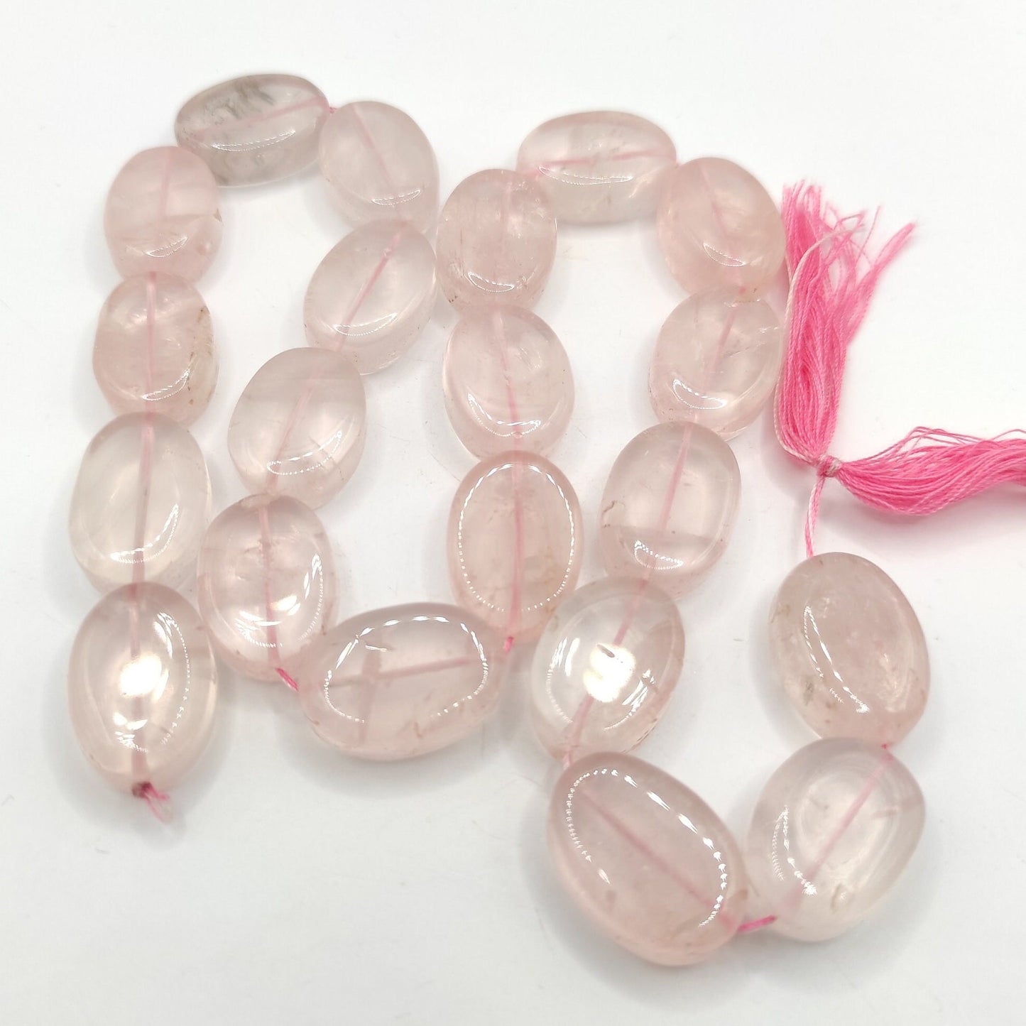 363ct / 12 Inch - Rose Quartz Bead Strand - Natural Rose Quartz Beads - Oval Gemstone Beads - Bead Strand - Gem Beads - Drilled Gems