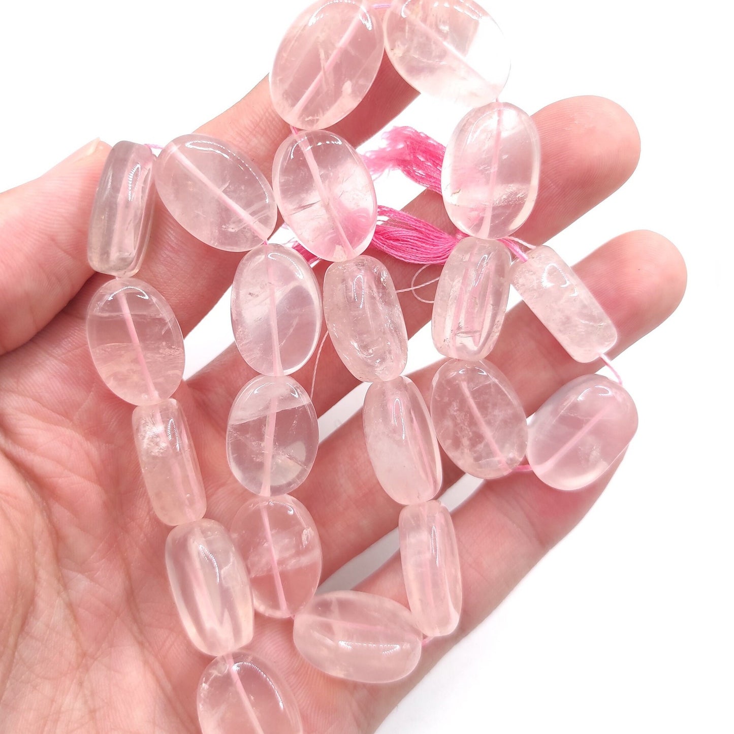 363ct / 12 Inch - Rose Quartz Bead Strand - Natural Rose Quartz Beads - Oval Gemstone Beads - Bead Strand - Gem Beads - Drilled Gems