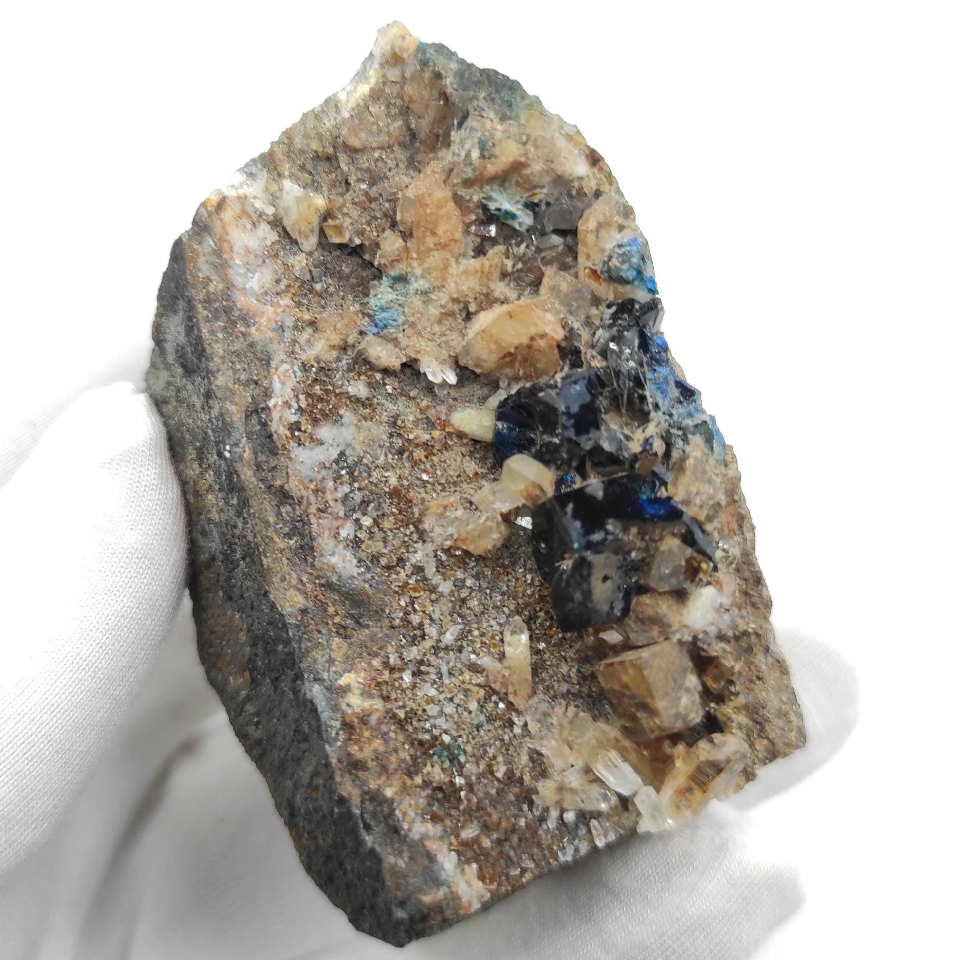 134g Lazulite Crystals on Matrix from Rapid Creek, Yukon, Canada - Rare Specimen