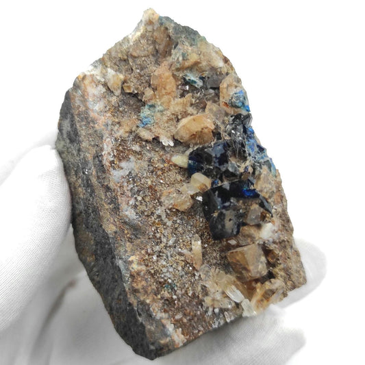 134g Lazulite Crystals on Matrix from Rapid Creek, Yukon, Canada - Rare Specimen