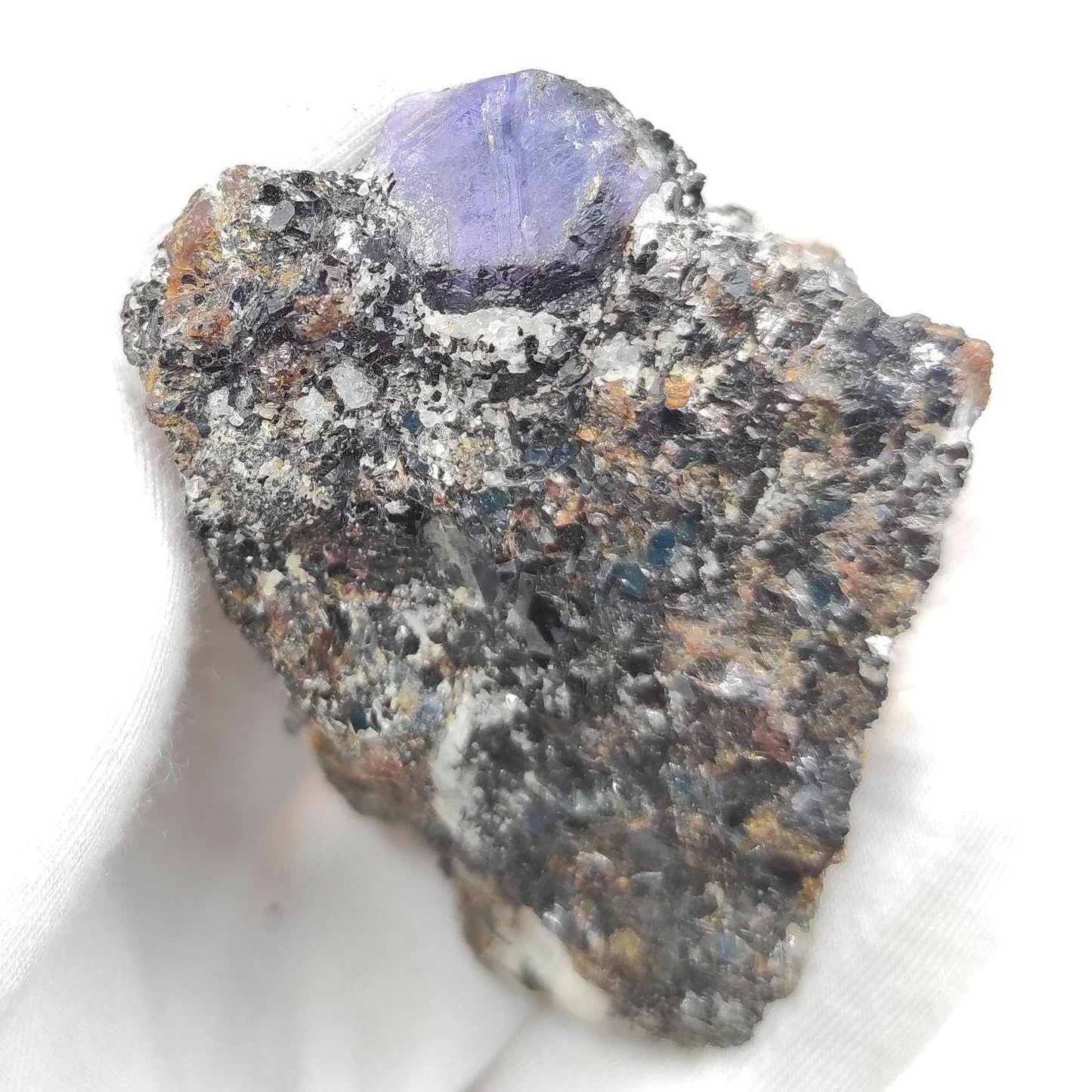 80g Sapphire in Pyrope Garnet and Biotite Matrix from Zazafotsy, Madagascar