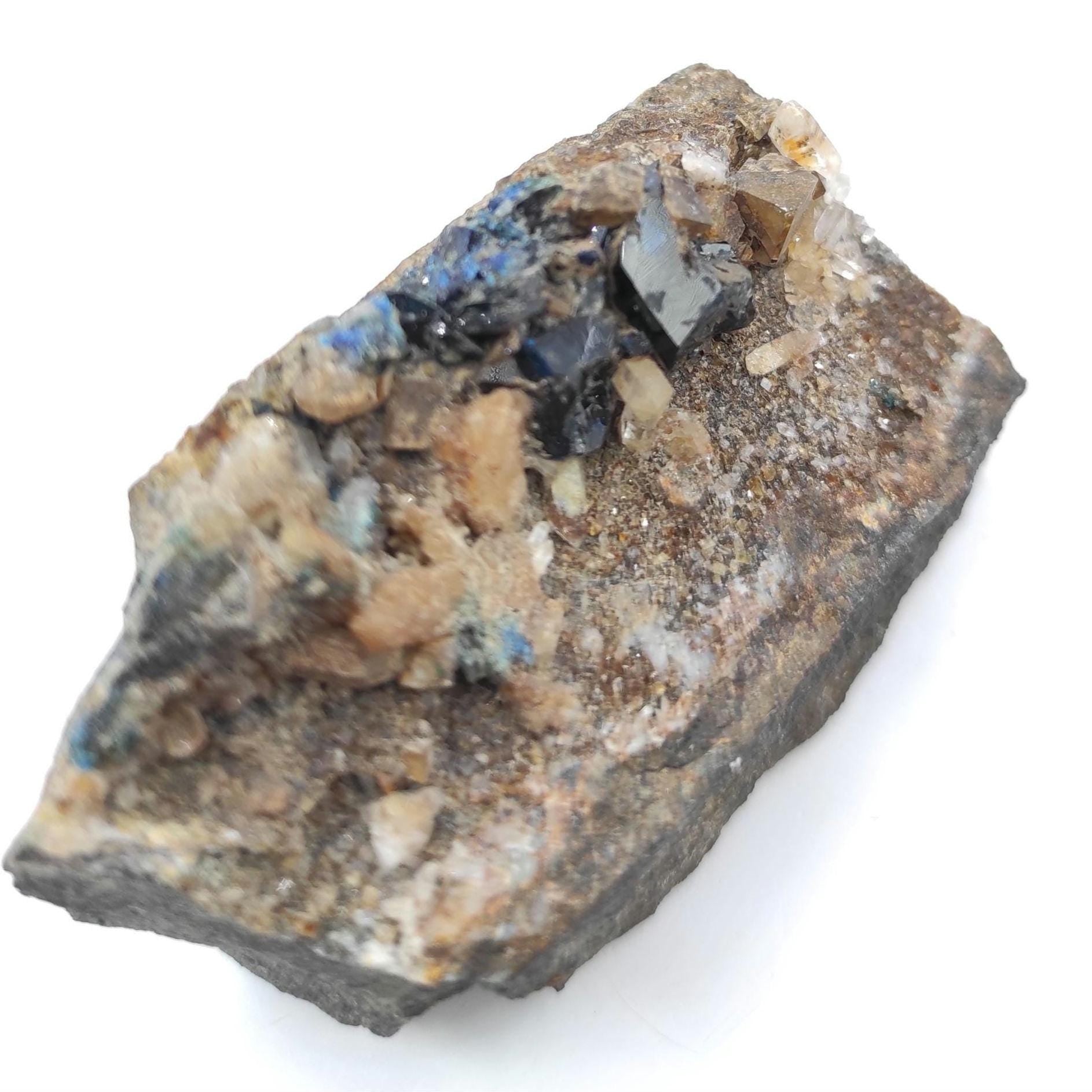 134g Lazulite Crystals on Matrix - Rapid Creek, Yukon, Canada - Rare Mineral Specimen - Blue Lazulite Specimen - Raw Minerals - Natural