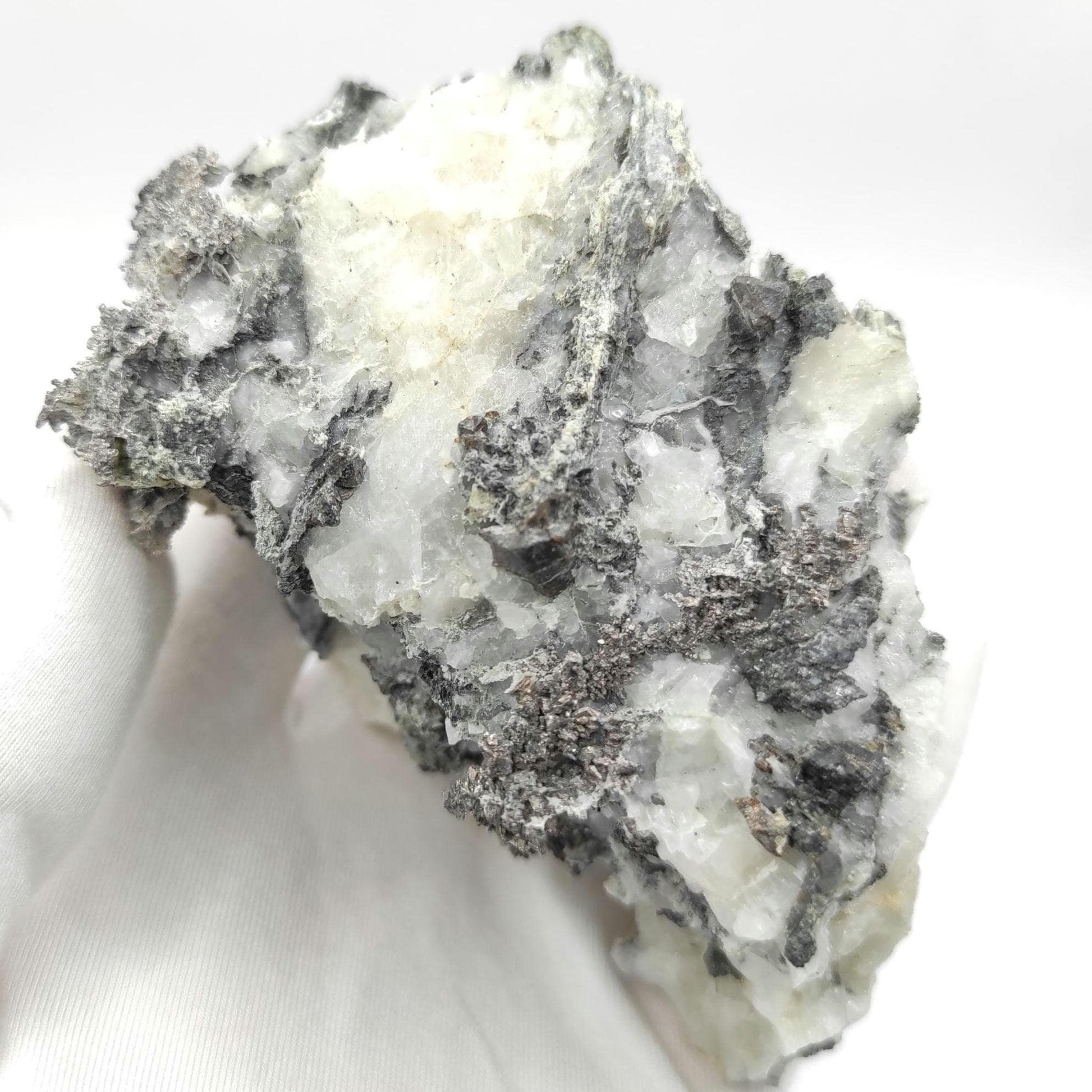 283g Native Silver on Calcite from Bou Azzer, Morocco - Rare Mineral Specimen