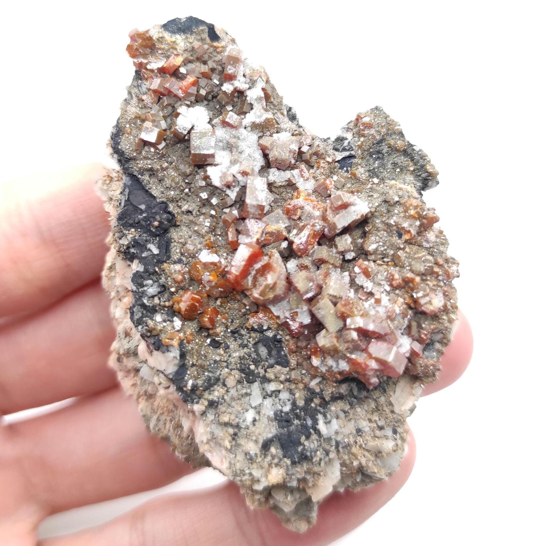 109g Vanadinite on Matrix - Mibladen, Morocco - Red Vanadinite Crystals - High Quality Vanadinite - Mineral Specimen - Natural Crystal