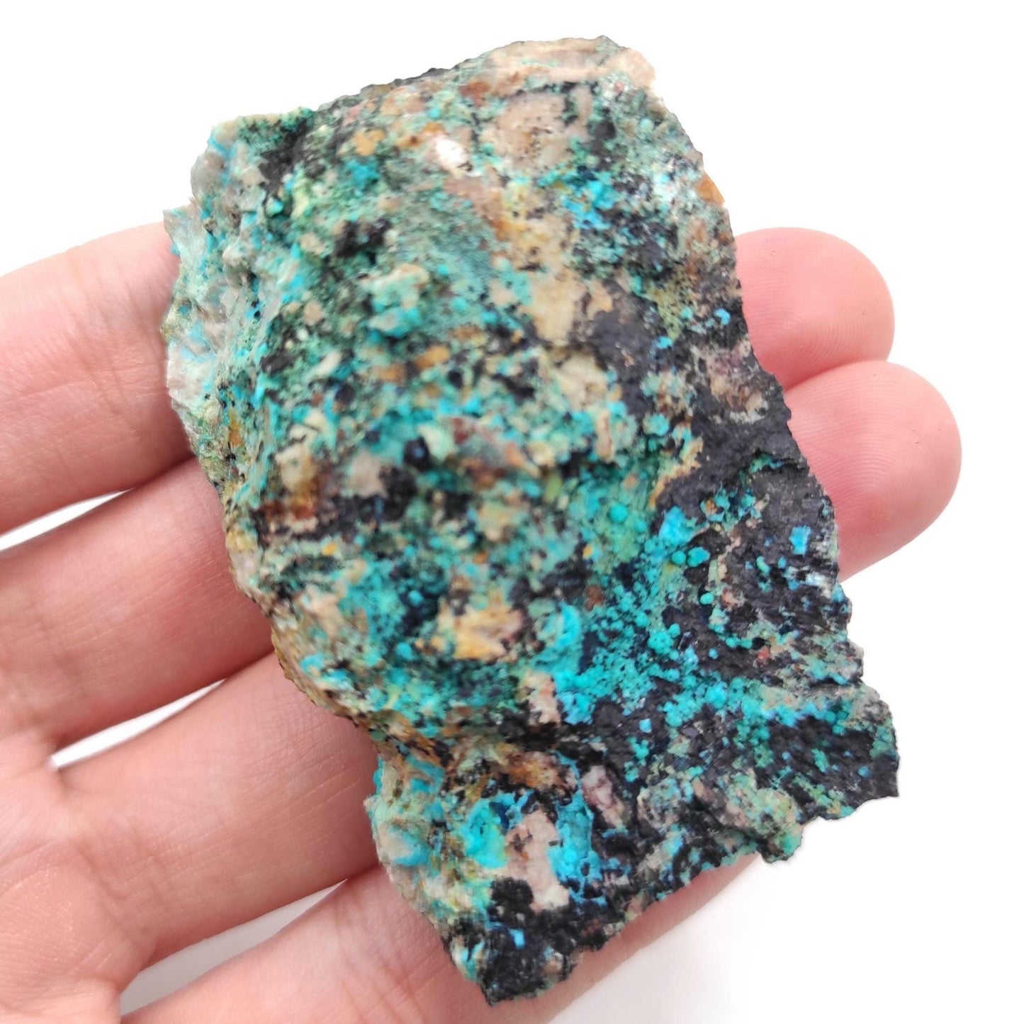 61g Blue Chrysocolla on Matrix - Tyrone, New Mexico - Rough Chrysocolla - Natural Chrysocolla Mineral Specimen - Raw Crystals