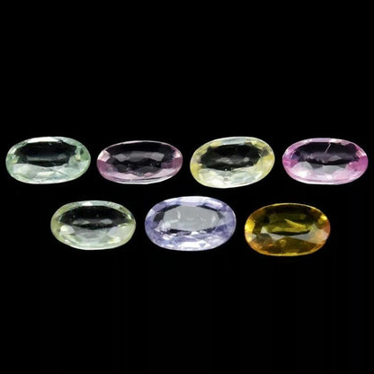 7pc (1.76ct) Lot of Unheated Multi-Colour Sapphires - Oval Faceted Sapphires from Songea, Tanzania - Oval Cut Sapphires - Loose Gemstones