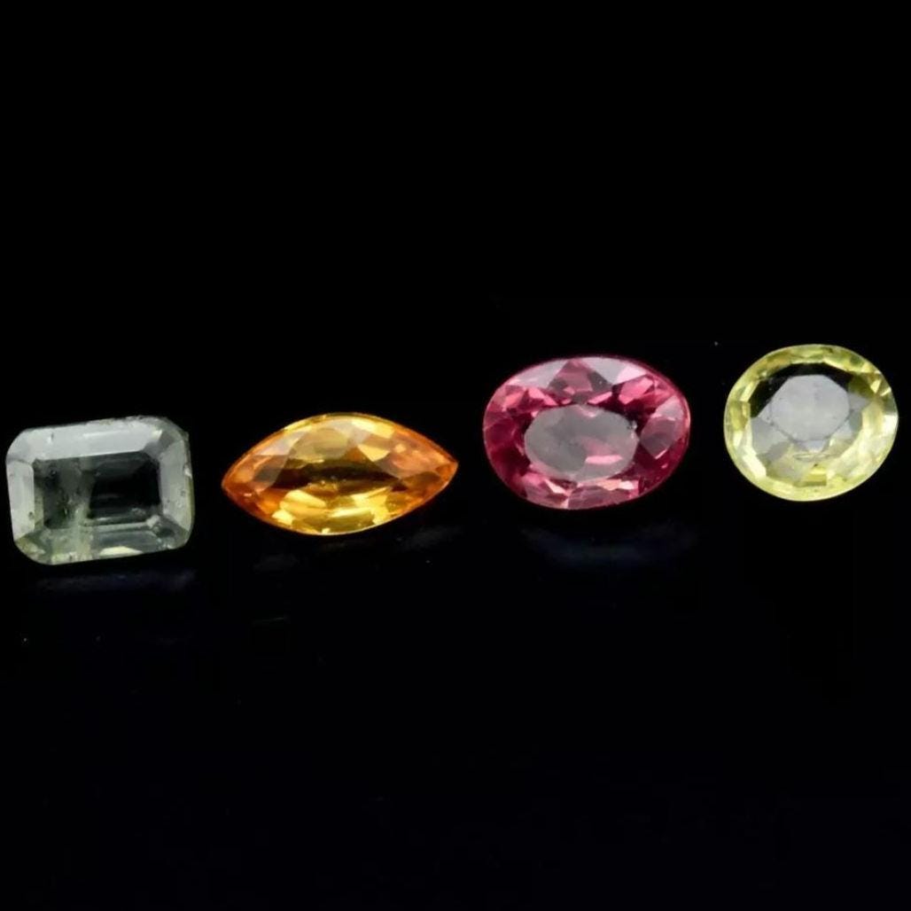 4pc (0.91ct) Lot of Multi-Colour Sapphires - Beryllium Heated Sapphires from Songea, Tanzania - Mixed Shape Gemstones - SI1 Quality