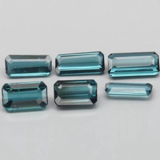 6pc (2.84ct) Lot of Blue Indicolite Tourmaline - Octagon Faceted Tourmaline from Mozambique - Octagon Cut Tourmalines - Loose Gemstones