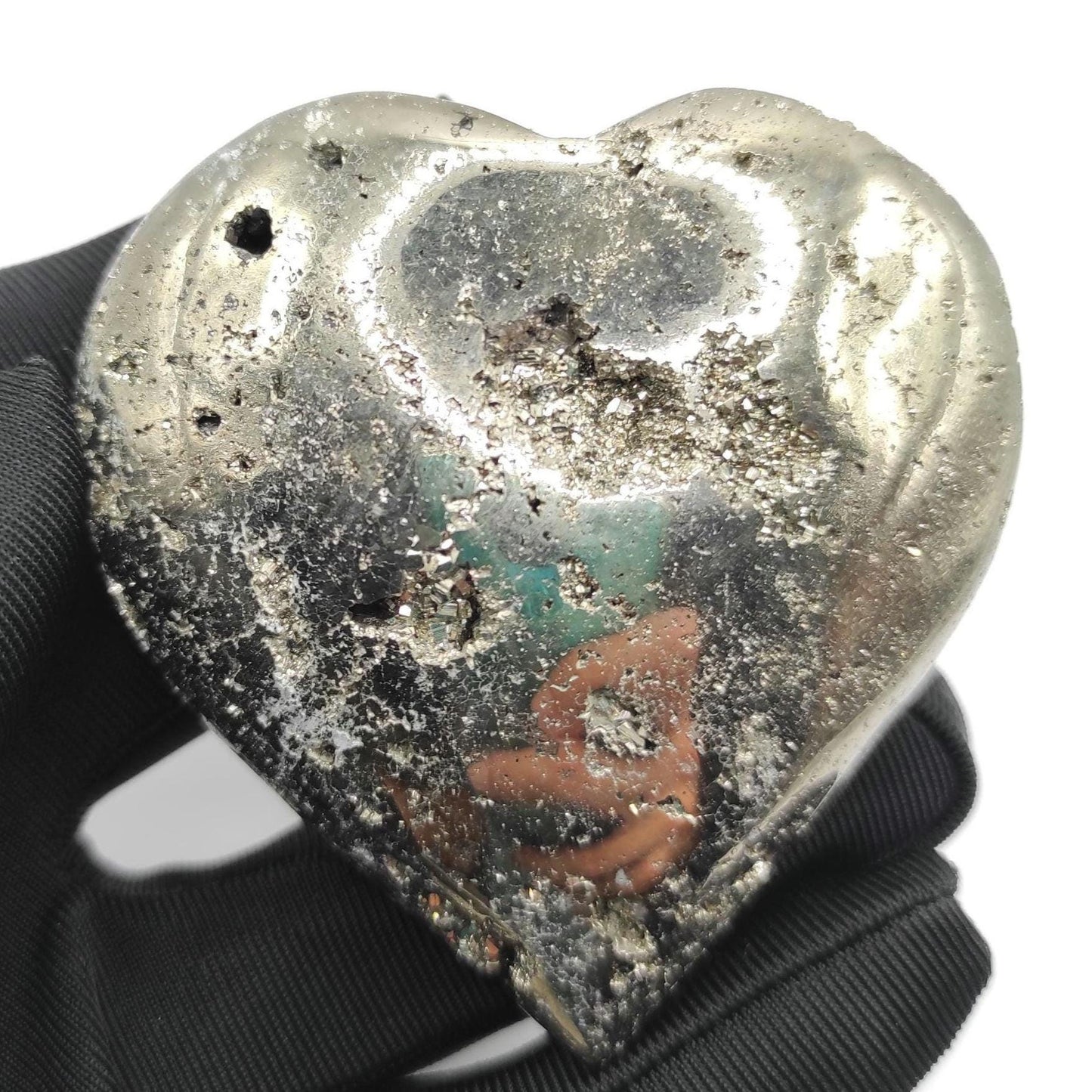 294g Polished Pyrite Heart from Peru