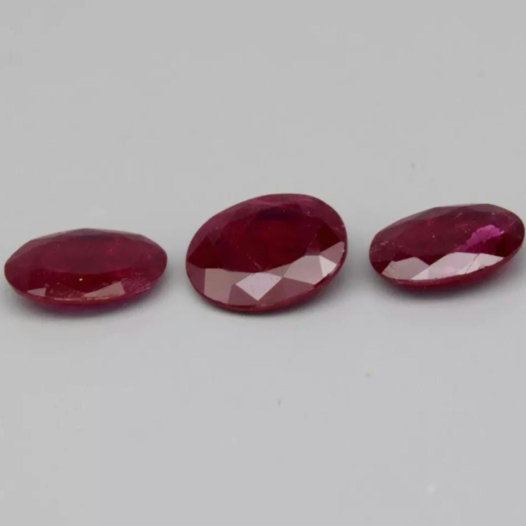 3pc (1.26ct) Lot of Red Ruby - Oval Faceted Ruby from Mozambique - Oval Cut Rubies - Heated Ruby Gemstones - Loose Gemstones