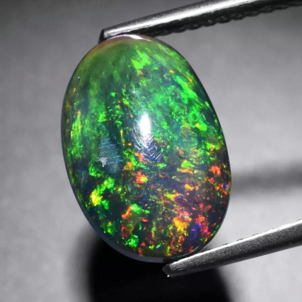 2.48ct Flashy Black Opal - Oval Cabochon Opal from Ethiopia - Oval Cab - Polished Opal - Natural Opal Gemstone - Loose Gems