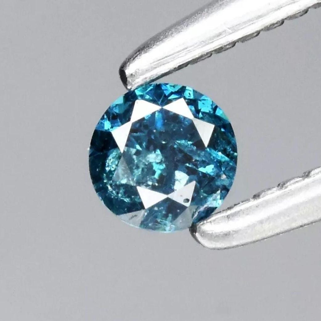 0.10ct 2.7mm Blue Diamond - Round Faceted Diamond from Botswana - Round Cut - Colour Enhanced Fancy Blue Diamond - Loose Gemstone