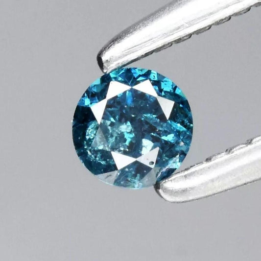 0.10ct 2.7mm Blue Diamond - Round Faceted Diamond from Botswana - Round Cut - Colour Enhanced Fancy Blue Diamond - Loose Gemstone