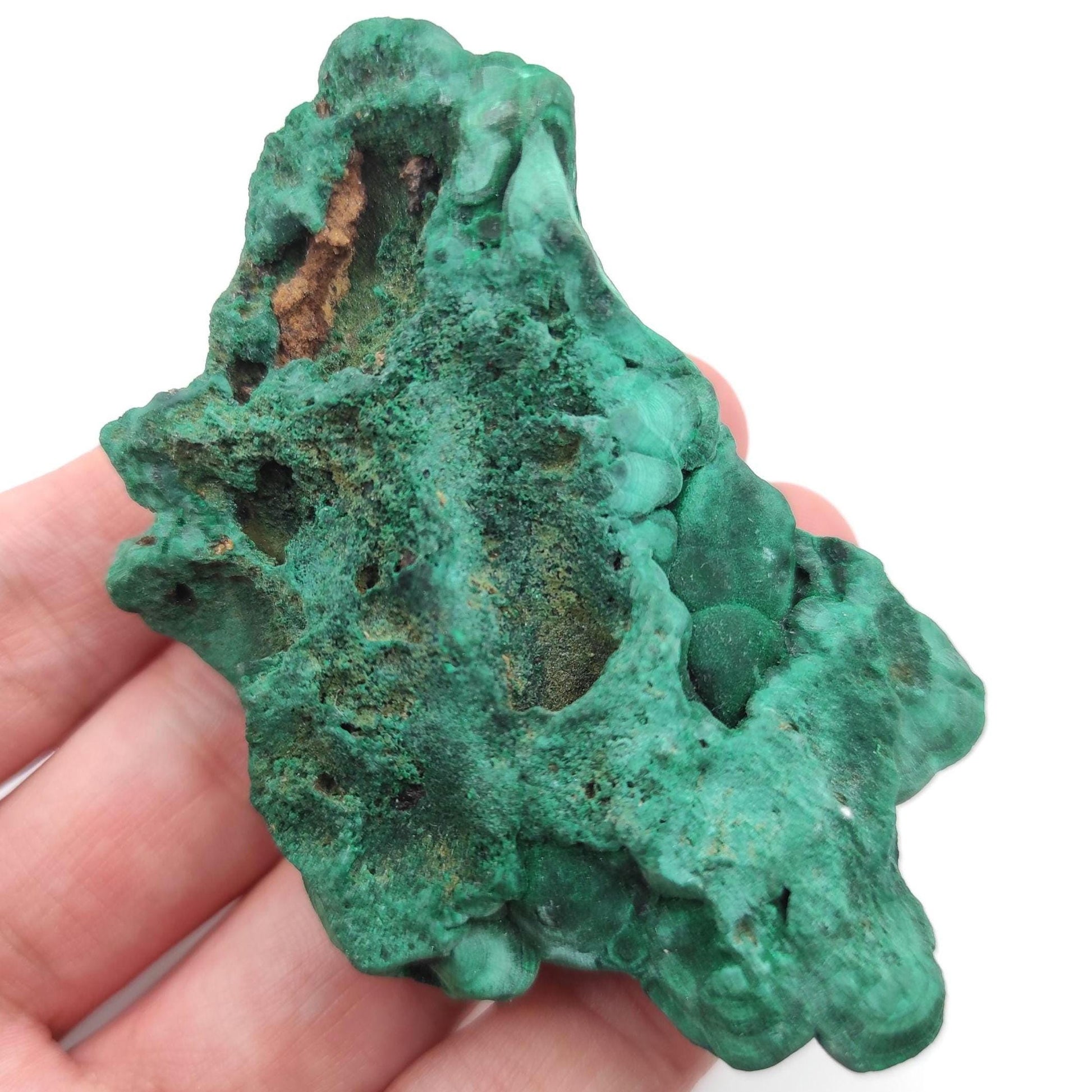 124g High Quality Malachite Specimen - Malachite Mineral from Katanga, Congo - Raw Malachite Crystal - Green Malachite - Velvet Malachite