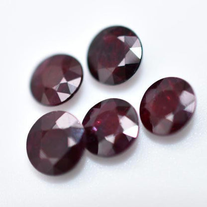 5pc (2.04ct) Lot of Red Ruby - Round Faceted Ruby from Madagascar - Oval Cut Rubies - Heated Ruby Gemstones - Loose Gemstones