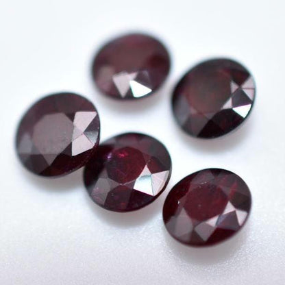 5pc (2.04ct) Lot of Red Ruby - Round Faceted Ruby from Madagascar - Oval Cut Rubies - Heated Ruby Gemstones - Loose Gemstones