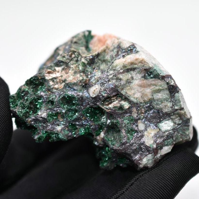 168g High Quality Brochantite - Bou Azzer, Morocco - Brochantite Mineral Specimen - Brochantite in Matrix - Green Brochantite Crystal