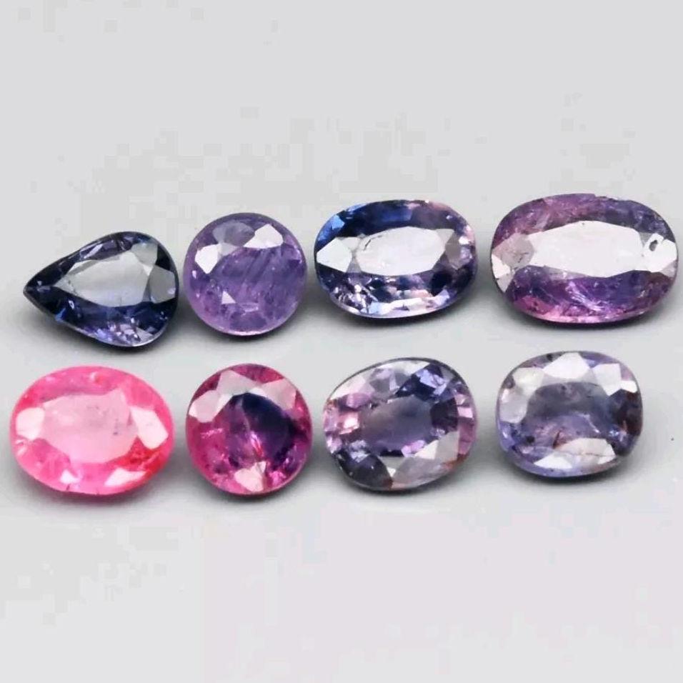 8pc (3.01ct) Lot of Purple Sapphires - Beryllium Heated Sapphires from Madagascar - Oval Faceted Cut Gemstones - Oval Sapphire - SI1 Quality