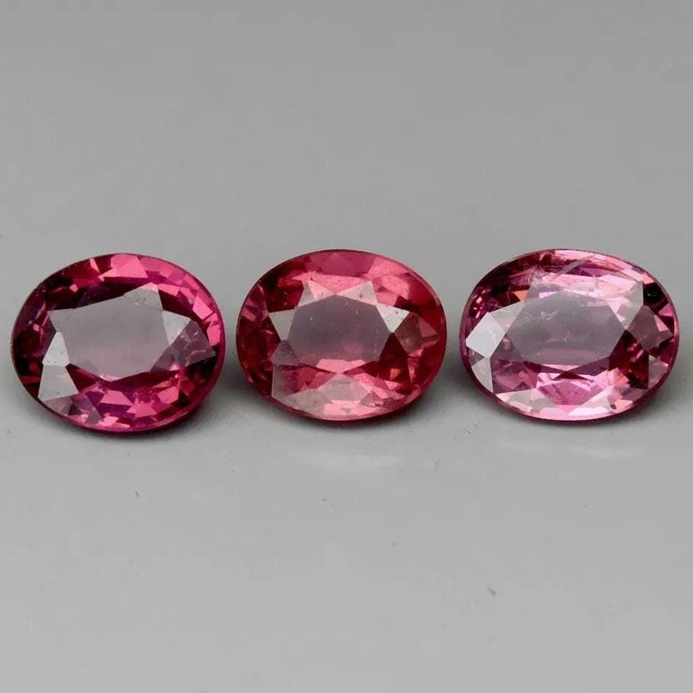 3pc (2.14ct) Lot of Pink Rhodolite Garnet - Oval Faceted Garnet from Madagascar - Oval Cut Gems - Unheated Rhodolite - Loose Gemstones