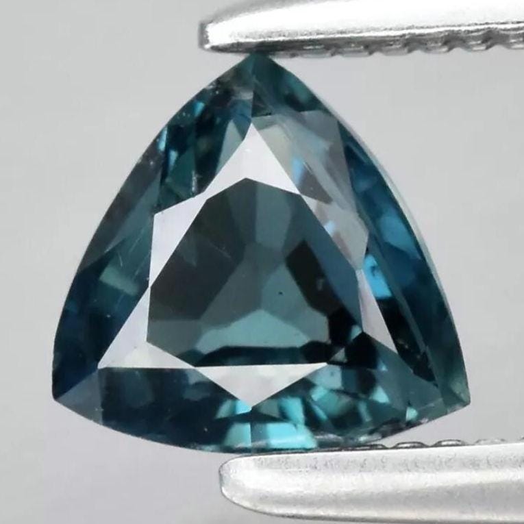 0.64ct Unheated Blue Sapphire - Trillion Faceted Sapphire from Songea, Tanzania - Trillion Cut Blue Green Sapphire - Unheated Loose Gem