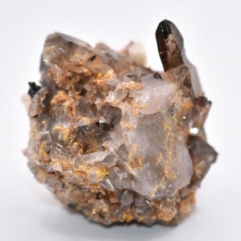 174g Yellow Zircon & Smoky Quartz with Feldspar and Aegerine - Malawi