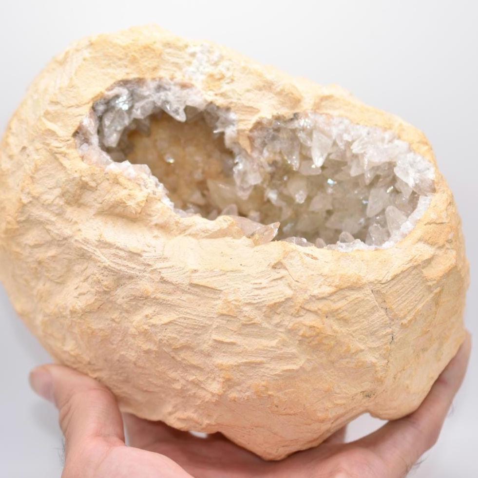 1.57 kg Calcite Geode in Matrix - Meknes, Morocco - Natural Clear Calcite Crystals - Large Calcite Specimen - Mineral Specimens XL