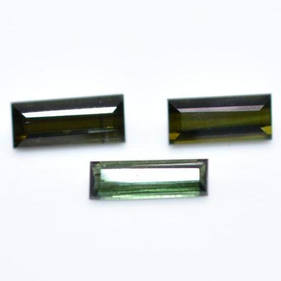 3pc (3.36ct) Lot of VS Green Tourmaline - Baguette Faceted Tourmaline from Mozambique - Baguette Cut Tourmalines - Loose Gemstones