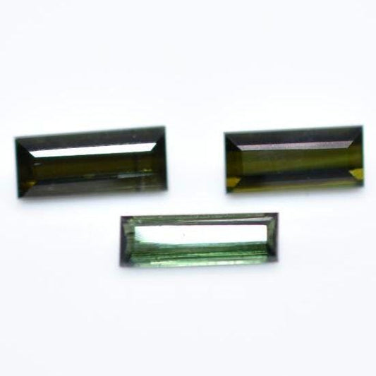 3pc (3.36ct) Lot of VS Green Tourmaline - Baguette Faceted Tourmaline from Mozambique - Baguette Cut Tourmalines - Loose Gemstones