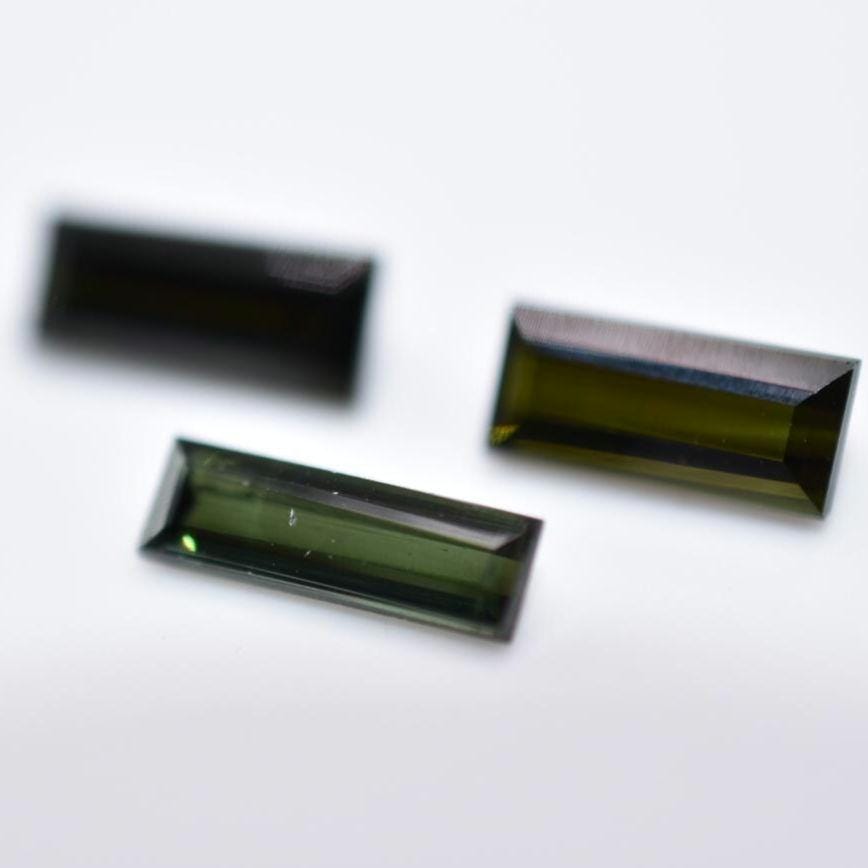 3pc (3.36ct) Lot of VS Green Tourmaline - Baguette Faceted Tourmaline from Mozambique - Baguette Cut Tourmalines - Loose Gemstones