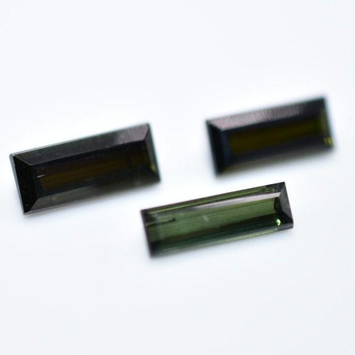 3pc (3.36ct) Lot of VS Green Tourmaline - Baguette Faceted Tourmaline from Mozambique - Baguette Cut Tourmalines - Loose Gemstones