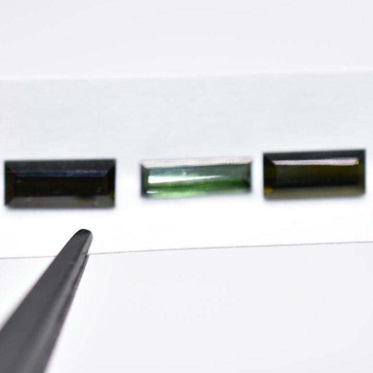 3pc (3.36ct) Lot of VS Green Tourmaline - Baguette Faceted Tourmaline from Mozambique - Baguette Cut Tourmalines - Loose Gemstones