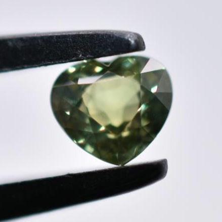 0.63ct Unheated Green Sapphire - Heart Faceted Sapphire from Tanzania - Heart Cut Green Sapphire - Unheated & Untreated - Loose Gemstone