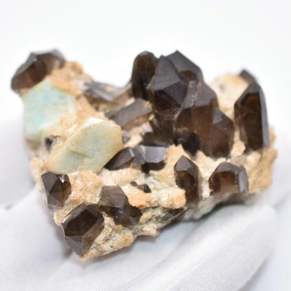 105g Amazonite with Smoky Quartz Specimen from Pikes Peak, Colorado - Natural Amazonite Mineral from Colorado, USA - Smoky Quartz Point