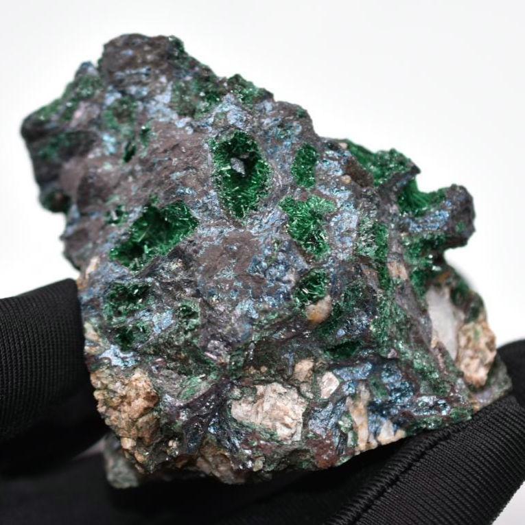 225g High Quality Brochantite - Bou Azzer, Morocco - Brochantite Mineral Specimen - Brochantite in Matrix - Green Brochantite Crystal