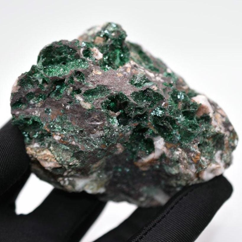 234g High Quality Brochantite - Bou Azzer, Morocco - Brochantite Mineral Specimen - Brochantite in Matrix - Green Brochantite Crystal