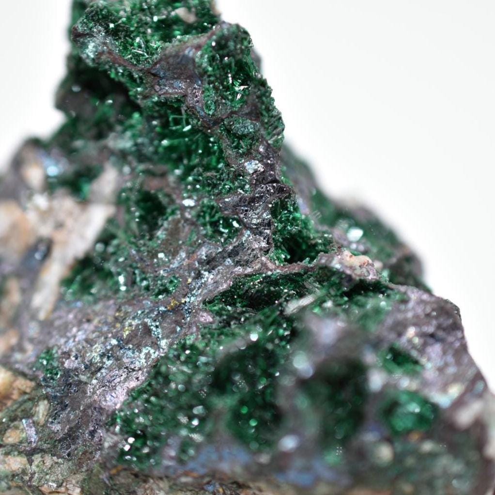 168g High Quality Brochantite - Bou Azzer, Morocco - Brochantite Mineral Specimen - Brochantite in Matrix - Green Brochantite Crystal