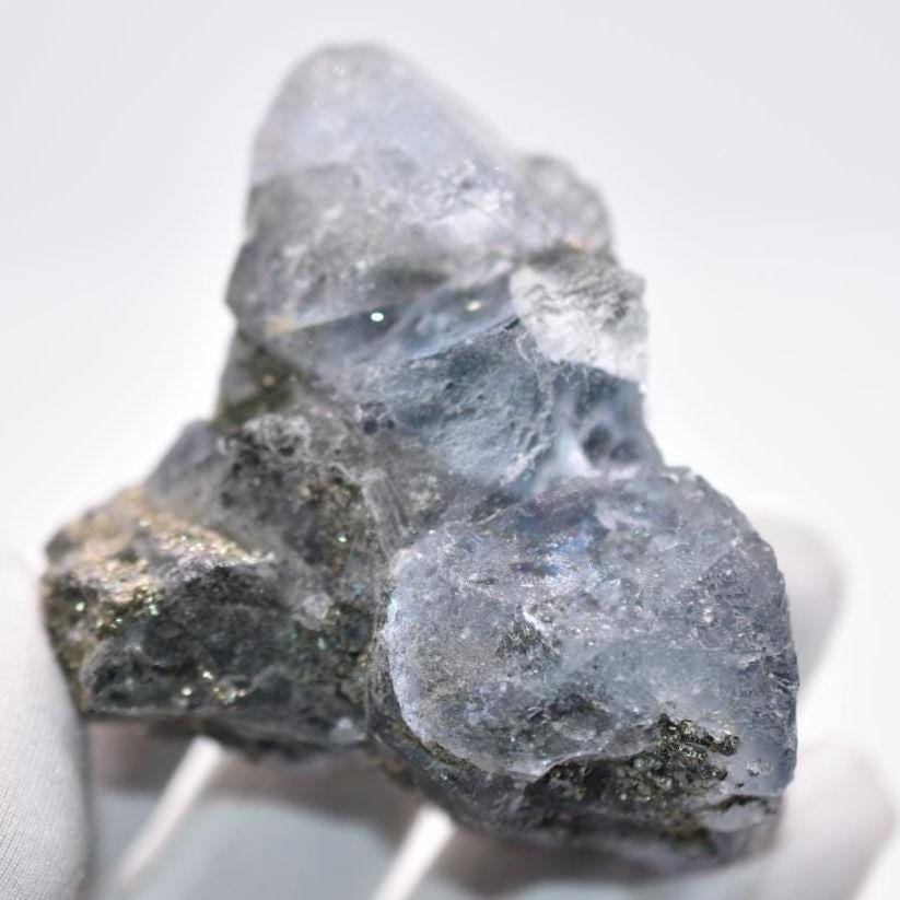 298g Blue Fluorite with Pyrite - Fujian, China